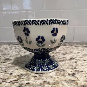 Polish Pottery Pedestal Fruit Bowl